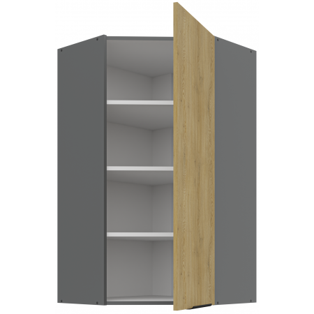 Szafka górna narożna wysoka 60 cm CREMA dąb cremona / antracyt 60x60 GN-108 1F 45